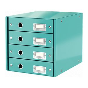 LEITZ Schubladenbox Click & Store eisblau 60490051, DIN A4 mit 4 Schubladen, 1 St.