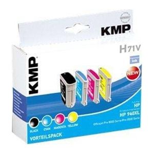 KMP H71V schwarz, cyan, magenta, gelb Druckerpatrone kompatibel zu HP 940XL (C2N93AE), 4er-Set