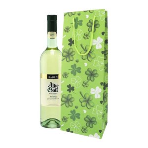 Idena Geschenktüte für Flaschen Glücksklee Motiv sortiert 12,5 x 35,5 cm, 1 St.