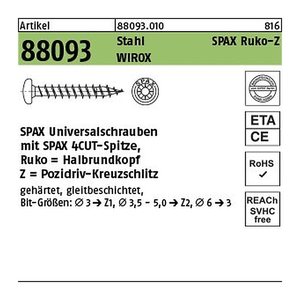 SPAX® Universalschrauben Z2 Halbrundkopf WIROX 0231010450305 4,5 mm x 30 mm, 500 St.
