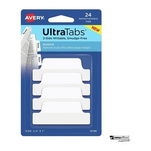 AVERY Zweckform UltraTabs Schmal Haftmarker weiß 24 Blatt