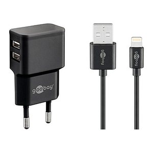 goobay Ladekabel mit Adapter schwarz, 12 Watt