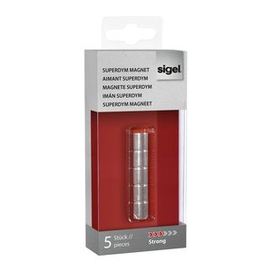 SIGEL Strong Magnete silber, Metall Ø 1,0 x 1,0 cm, 5 St.