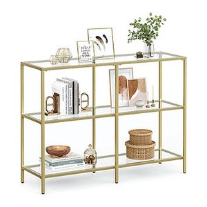 VASAGLE Konsolentisch rechteckig Glas gold 100,0 x 30,0 x 73,0 cm, 1 St.