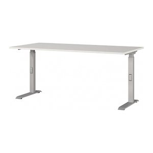 GERMANIA DOWNEY höhenverstellbarer Schreibtisch lichtgrau rechteckig, C-Fuß-Gestell silber 160,0 x 80,0 cm
