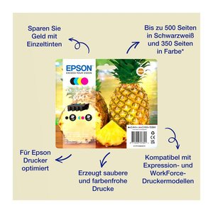 EPSON 604XL/T10H64 (Ananas) schwarz, cyan, magenta, gelb Druckerpatronen, 4er-Set