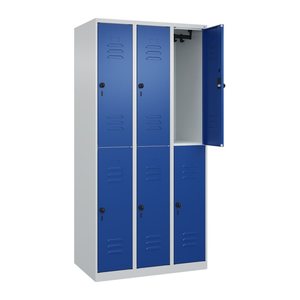 CP Spind Classic Plus lichtgrau, enzianblau 080300-30 S10003, 6 Schließfächer 90,0 x 50,0 x 185,0 cm