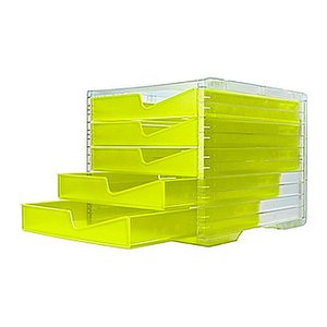 styro Schubladenbox styroswingbox NEONline  neon-gelb 275-8430.2164, DIN A4 mit 5 Schubladen, 1 St.