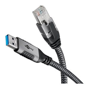 goobay USB A 3.0/RJ45 Kabel 2,0 m grau, schwarz, 1 St.