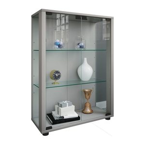 VCM my home Sintalo Vitrine silber 2 Fachböden mit Beleuchtung