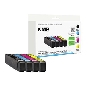 KMP H164V schwarz, cyan, magenta, gelb Druckerpatronen kompatibel zu HP 913A (L0R95AE, F6T77AE, F6T78AE, F6T79AE), 4er-Set
