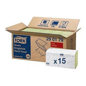 TORK Papierhandtücher 290179 H3 Advanced Zick-Zack-Falzung 2-lagig grün, 3.750 Tücher