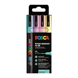 POSCA Marker UNI PC-3M 4er Set Soft Colo
