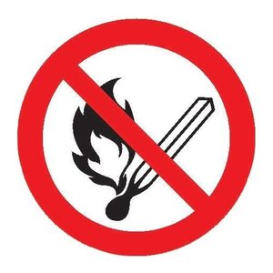 SafetyMarking® Verbotsaufkleber "Keine offene Flamme, Feuer, offene Zündquelle und Rauchen verboten" rund 20,0 cm, 1 St.