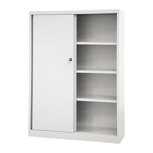 BISLEY Schiebetürenschrank ECO, SD12173S645 lichtgrau 3 Fachböden 120,0 x 43,0 x 163,7 cm