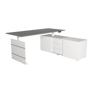 Kerkmann Move 3 elektrisch höhenverstellbarer Schreibtisch grafit, weiß rechteckig, Wangen-Gestell weiß 180,0 x 80,0 cm