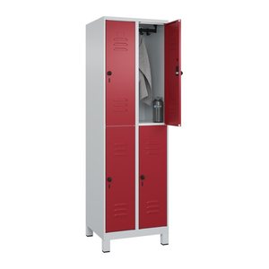 CP Spind Classic Plus lichtgrau, rubinrot 080310-20 S10001, 4 Schließfächer 60,0 x 50,0 x 195,0 cm