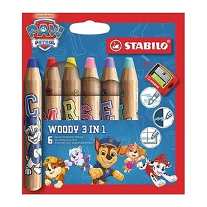 STABILO woody 3 in 1 PAW Patrol Buntstifte farbsortiert, 6 St.