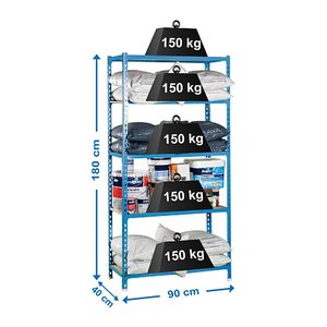 Simonrack Schwerlastregal MADERCLICK 8435104907849 blau 90,0 x 40,0 x 180,0 cm