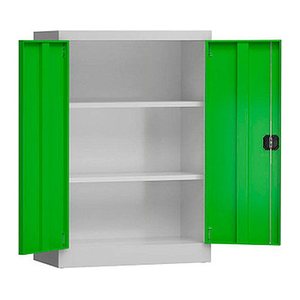 ClassiX Stahlschrank X-530325 lichtgrau, gelbgrün 2 Fachböden 92,0 x 42,0 x 120,0 cm, aufgebaut, 1 St.