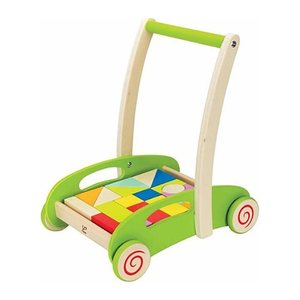 Hape E0371A Bau-Wagen mit Holzklötzchen Bausteine