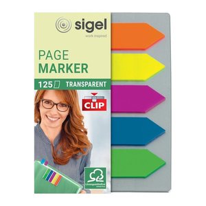SIGEL Haftmarker Pfeile mit Clip Haftmarker farbsortiert 5x 25 Streifen