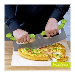 KozyGear Pizzaschneider Mezzaluna mit doppel.Schutzgriff