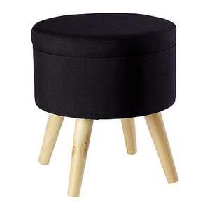 Echtwerk Wohnzimmer-Hocker mit Stauraum Max EW-SH-0455 schwarz, 1 St.
