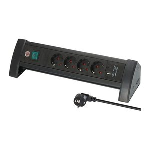 brennenstuhl Premium-Office-Line 4-fach Steckdosenleiste mit Schalter 1,8 m schwarz mit USB-Buchse