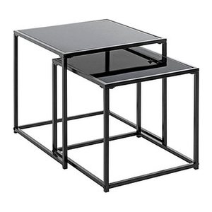 HAKU Möbel Beistelltische-Set rechteckig Sicherheitsglas schwarz, 1 Set