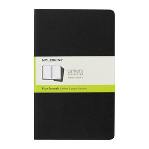 MOLESKINE Notizbücher Cahier ca. DIN A5 blanko, schwarz Softcover 80 Seiten, 3 St.