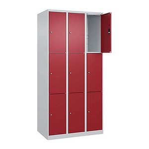 CP Schließfachschrank Classic Plus lichtgrau, rubinrot 080000-303 S10001, 9 Schließfächer 90,0 x 50,0 x 185,0 cm