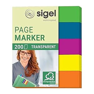 SIGEL Haftmarker transparent Haftmarker farbsortiert 5x 40 Streifen