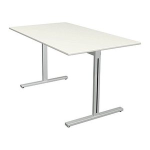 Kerkmann Form 1 Schreibtisch weiß rechteckig, T-Fuß-Gestell silber 140,0 x 80,0 cm