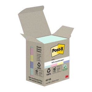 Post-it® Recycling Notes Rainbow Haftnotizen farbsortiert, 6 Blöcke