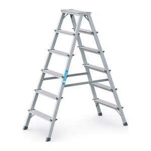 ZARGES Stehleiter beidseitig Scana B silber 2x 6 Stufen, H: 140,0 cm