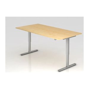 HAMMERBACHER XMST2E elektrisch höhenverstellbarer Schreibtisch ahorn rechteckig, T-Fuß-Gestell silber 200,0 x 100,0 cm