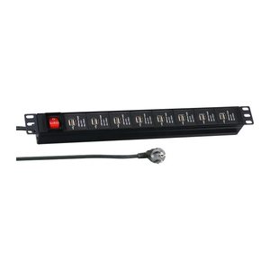 EFB 19" 1HE Steckdosenl. 16x USB A mit Schalter 3m, schwarz
