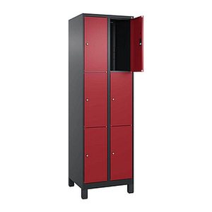 CP Schließfachschrank Classic Plus rubinrot, schwarzgrau 080010-203 S10035, 6 Schließfächer 60,0 x 50,0 x 195,0 cm