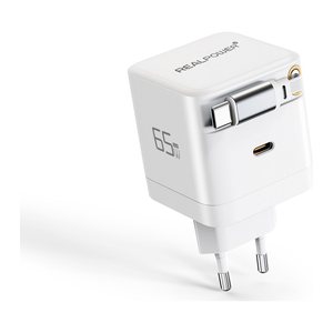 REALPOWER GaN Charger 65W weiss,65 Watt, 2x Type-C