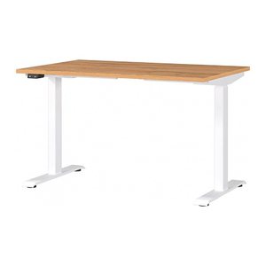GERMANIA JET höhenverstellbarer Schreibtisch grandson-eiche rechteckig, T-Fuß-Gestell weiß 120,0 x 80,0 cm