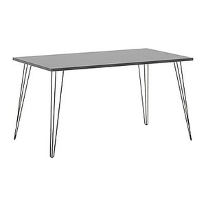 MÖBELPARTNER Fynn Schreibtisch platingrau rechteckig, 4-Fuß-Gestell schwarz 120,0 x 80,0 cm