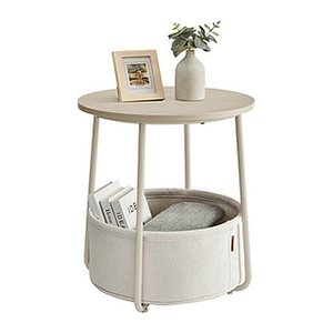 VASAGLE Beistelltisch rund Spanplatte creme 45,0 x 45,0 x 50,0 cm, 1 St.