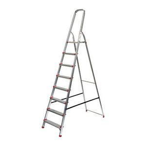 SZ Metall Stehleiter einseitig silber 7 Stufen, H: 227,0 cm