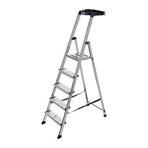 KRAUSE Stehleiter einseitig MONTO Secury mit Multi-Grip silber 5 Stufen, H: 185,0 cm