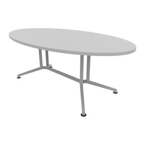 Quadrifoglio Konferenztisch X2 grau oval, V-Gestell alu, 200,0 x 110,0 x 74,0 cm