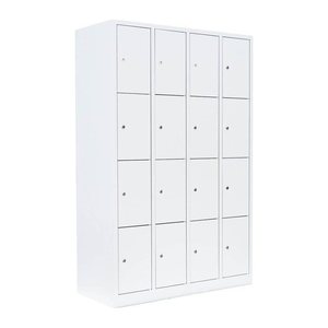 LÜLLMANN Schließfachschrank signalweiß 520447, 16 Schließfächer 117,0 x 50,0 x 180,0 cm