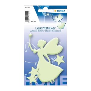 HERMA Leuchtaufkleber Sternenfee, leuchtgrün, 1 Fee 3 Sterne Etiketten