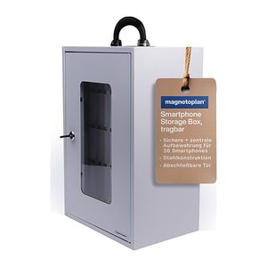 magnetoplan Handygarage abschließbar Smartphone Storage Box hellgrau, transparent, weiß 1231601 29,5 x 20,5 x 44,5 cm