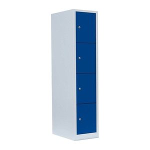 LÜLLMANN Schließfachschrank enzianblau, lichtgrau 523411, 4 Schließfächer 41,5 x 50,0 x 180,0 cm